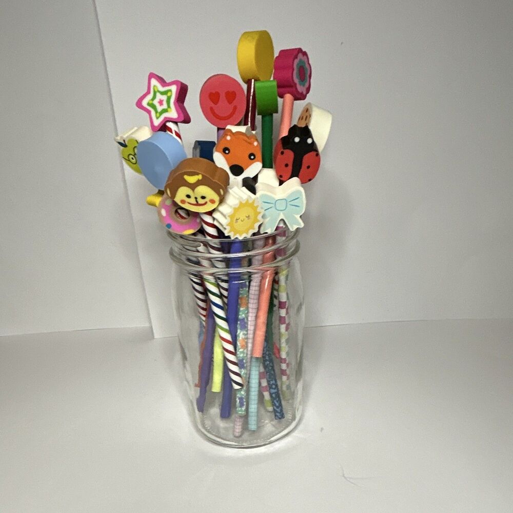 24 pencil w/eraser toppers. Classroom, treasure box, prizes, birthday, teacher